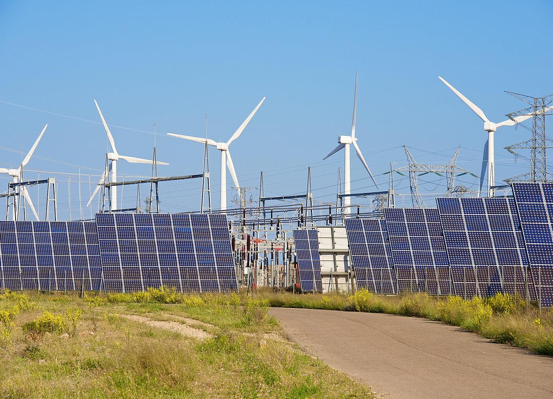 Stock-Foto vonerneuerbar, energie, umspannungswerk